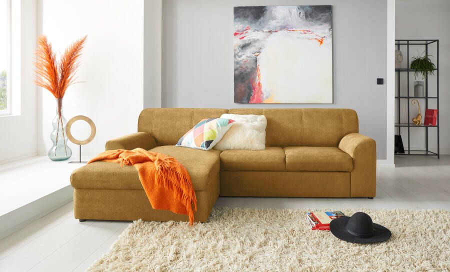 DOMO collection Hoekbank Topmatras met récamier naar keuze met slaapfunctie