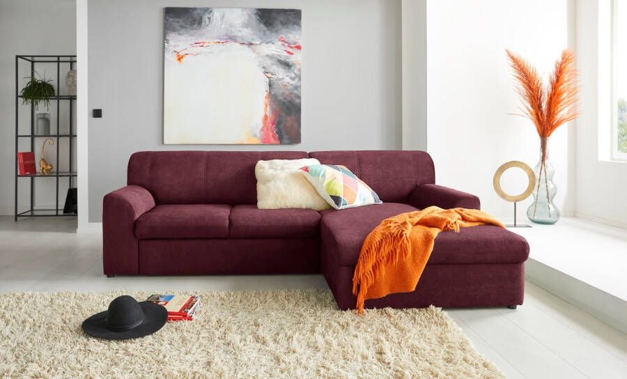 DOMO collection Hoekbank Topmatras met récamier naar keuze met slaapfunctie
