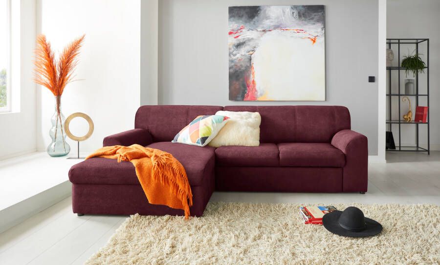 DOMO collection Hoekbank Topmatras met récamier naar keuze met slaapfunctie