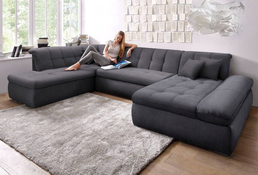 DOMO collection Zithoek Moric Luxus incl. sierkussen U-vorm tot 140 kg per zitplaats belastbaar XXL B D H: 353 216 80 cm