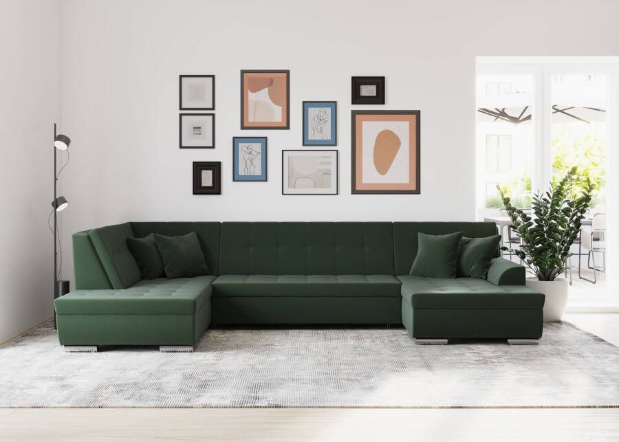 DOMO collection Zithoek Treviso naar keuze met slaapfunctie in vele soorten bekleding ook in cord u-model
