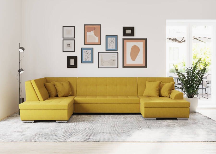 DOMO collection Zithoek Treviso naar keuze met slaapfunctie in vele soorten bekleding ook in cord u-model