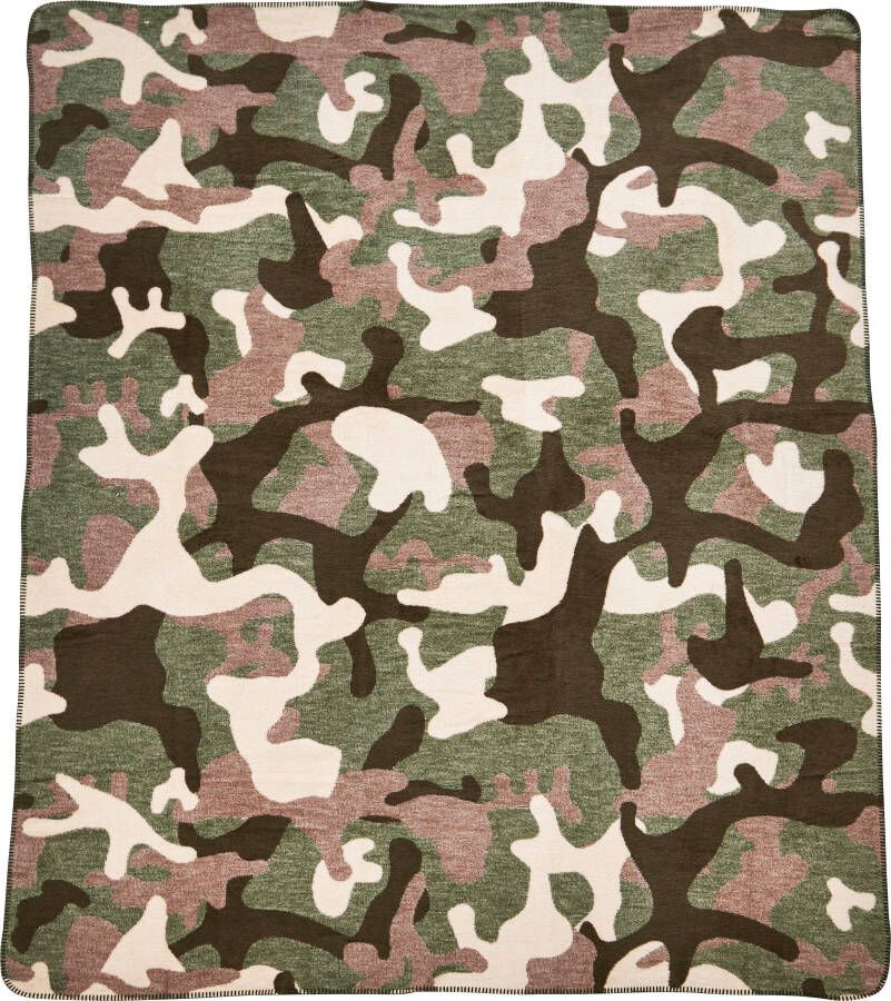 Done. Deken Camouflagekleur Deken met insluitende siernaad knuffeldeken