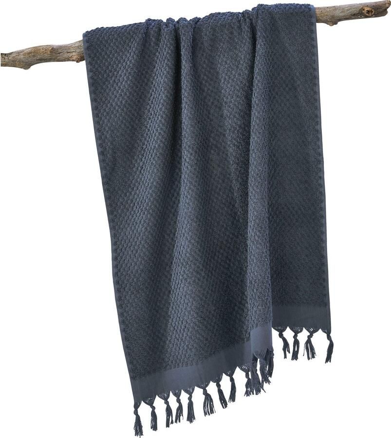 Done. Douchelaken Provence HONEYCOMB Unikleurig in honingraten-look met franje (1 stuk)