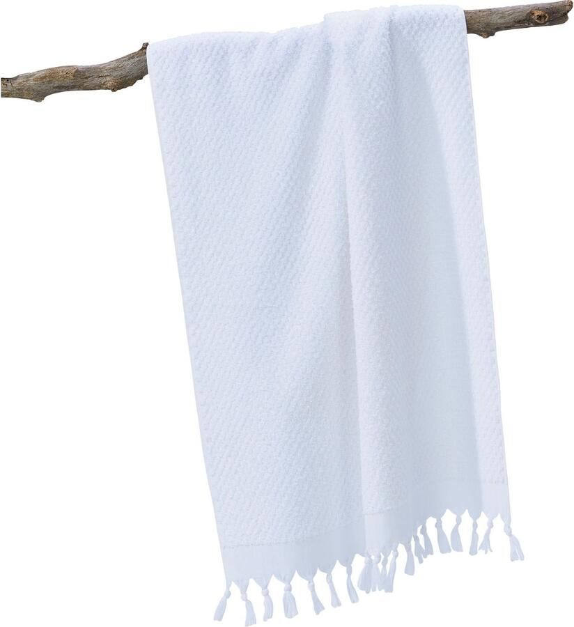 Done. Douchelaken Provence HONEYCOMB Unikleurig in honingraten-look met franje (1 stuk)