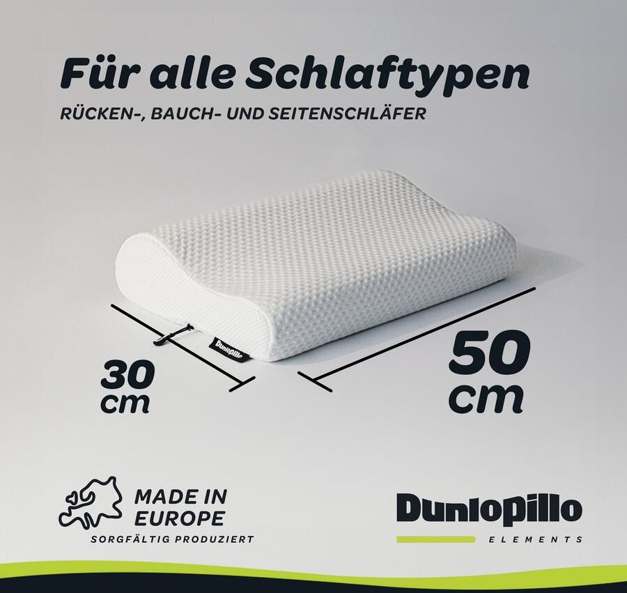 Dunlopillo Neksteunkussen ondersteunend nekkussen ontlast de wervelkolom allergievriendelijk (huisstofallergie)