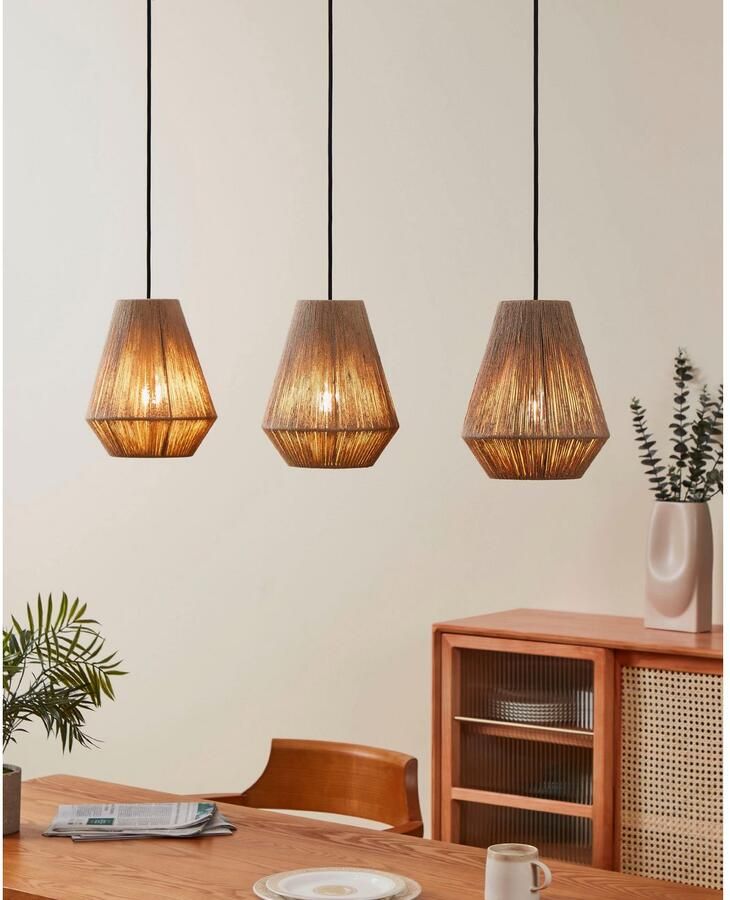 EGLO Hanglamp ALDERNEY Hanglamp staal en textiel E27 eetkamerlamp lamp (1 stuk)