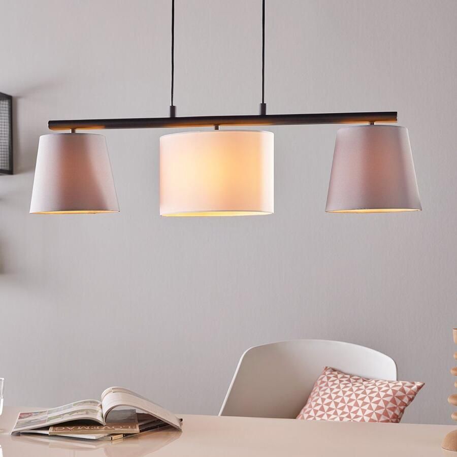 EGLO Hanglamp ALMEIDA 1 zwart l86 x h110 x b25 5 cm excl. 3x e14 (elk max. 25 w) stof