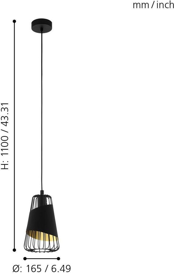 EGLO Hanglamp AUSTELL Hanglamp E27 IP20 staal en textiel eetkamerlamp lamp