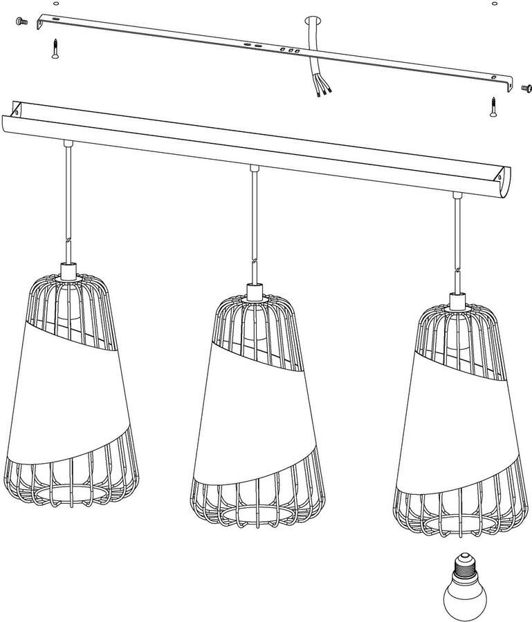 EGLO Hanglamp AUSTELL Hanglamp E27 IP20 staal en textiel eetkamerlamp lamp