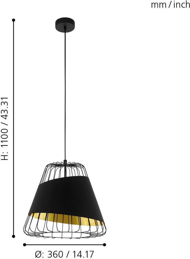 EGLO Hanglamp AUSTELL Hanglamp E27 IP20 staal en textiel hanglamp lamp