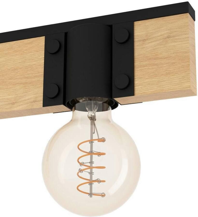 EGLO Plafondlamp BAILRIGG Plafondlamp staal en hout E27 hal lamp woonkamerlamp (1 stuk)
