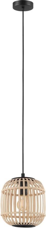 EGLO Hanglamp BORDESLEY Hanglamp E27 staal en hout woonkamerlamp lamp Slaapkamer eettafellamp H110 x Ø21cm zwart natuur 1X28W excl. - Foto 2