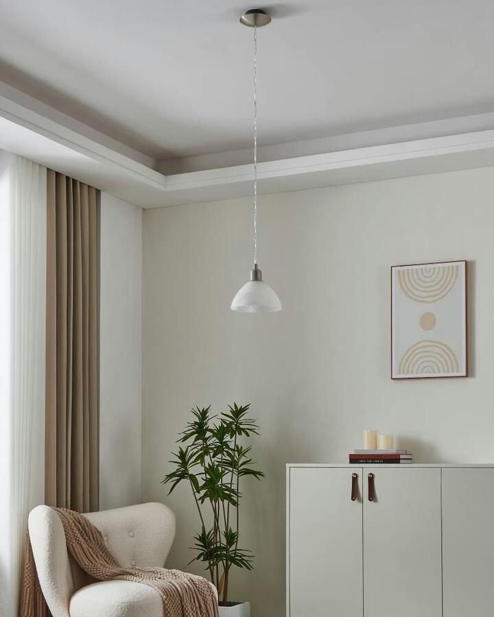 EGLO Hanglamp Brenda Hanglamp eetkamerlamp glas in albast wit klassieke look (1 stuk)