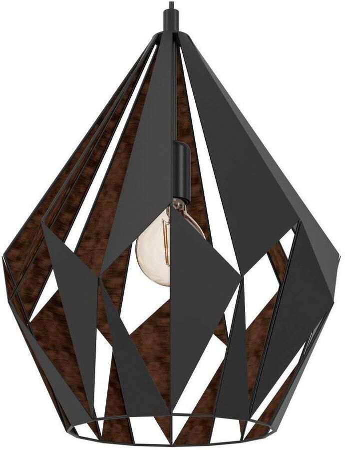 EGLO Hanglamp CARLTON 1 Hanglamp staal E27 IP20 retro eettafellamp lamp (1 stuk) - Foto 2