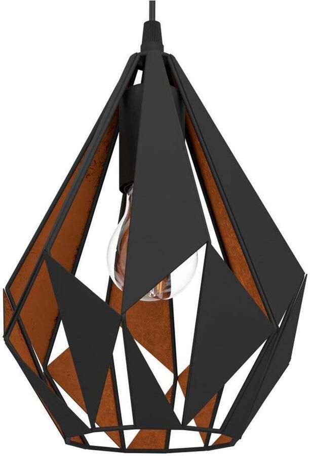 EGLO Hanglamp CARLTON 1 hanglamp zwart-koper staal excl. lichtbron Vintage Hanglamp 1 lamps Draadgaas Industrieel 110x20 5cm - Foto 2