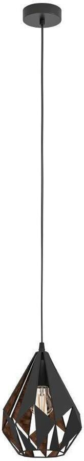 EGLO Hanglamp CARLTON 1 hanglamp zwart-koper staal excl. lichtbron Vintage Hanglamp 1 lamps Draadgaas Industrieel 110x20 5cm - Foto 5