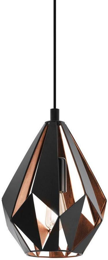 EGLO Hanglamp CARLTON 1 hanglamp zwart-koper staal excl. lichtbron Vintage Hanglamp 1 lamps Draadgaas Industrieel 110x20 5cm - Foto 3