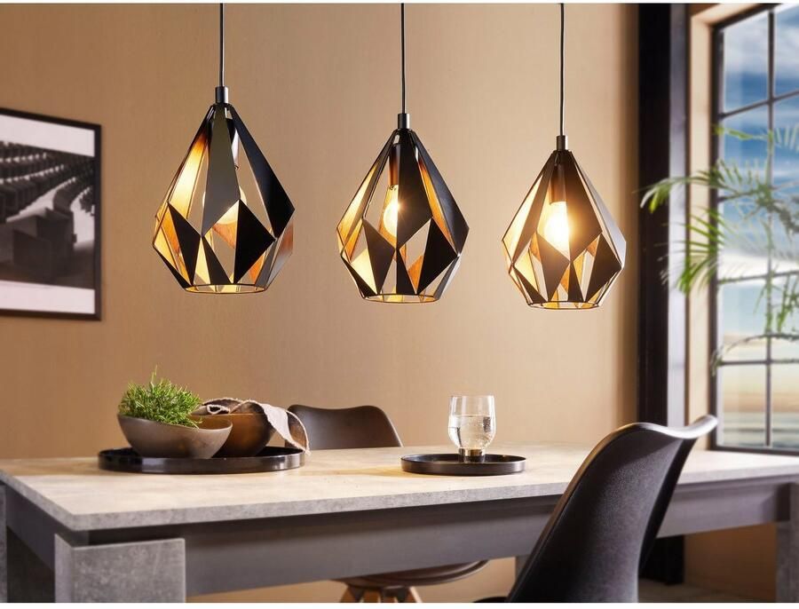 EGLO  Carlton 1 Hanglamp - E27 - 80 5 cm - Zwart Koper