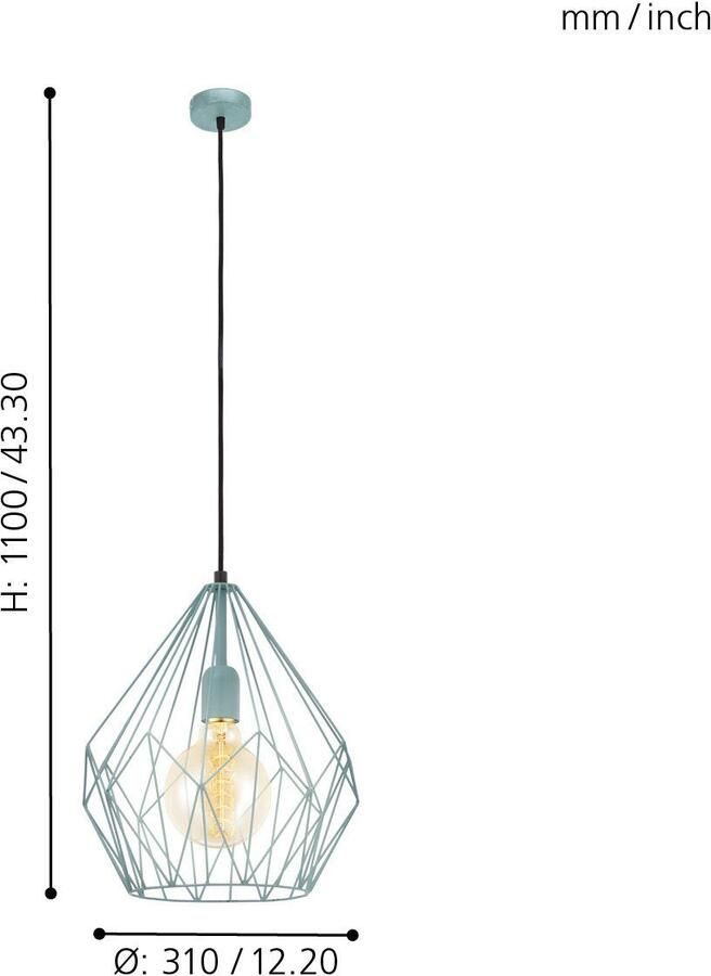 EGLO Hanglamp CARLTON hanglamp koper staal excl. lichtbron retro Vintage Hanglamp 1 lamps Draadgaas Industrieel 110x31cm - Foto 4