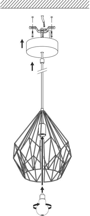 EGLO Hanglamp CARLTON hanglamp koper staal excl. lichtbron retro Vintage Hanglamp 1 lamps Draadgaas Industrieel 110x31cm - Foto 7