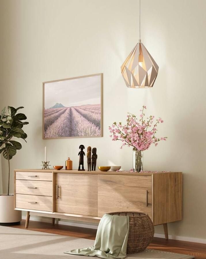 EGLO Hanglamp CARLTON-P Vintage hanglamp retro hanglamp staal pastel abrikoos Ø 31 cm (1 stuk) - Foto 3