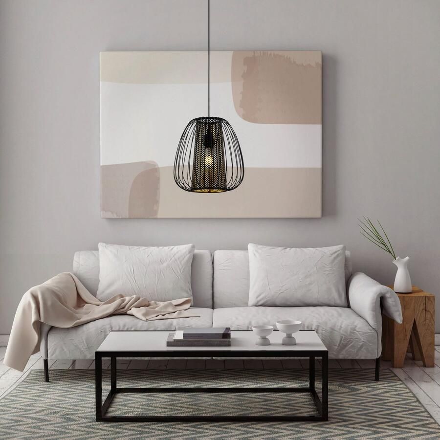 EGLO Hanglamp CURASAO Hanglamp staal en textiel E27 IP20 eettafellamp lamp (1 stuk)