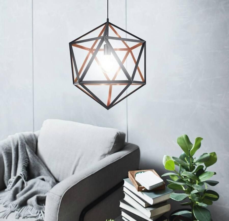 EGLO Hanglamp EMBLETON Hanglamp van staal in zwart E27 fitting Ø 46 cm (1 stuk)