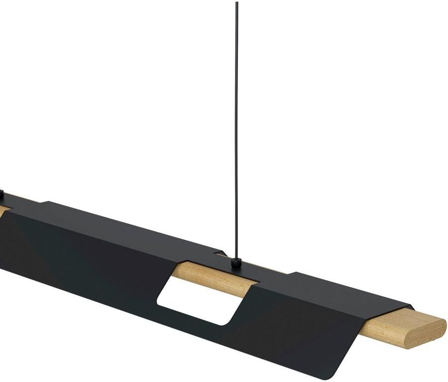 EGLO Hanglamp ERMUA Hanglamp in zwart en bruin van staal hout 27W warmwit (1 stuk)