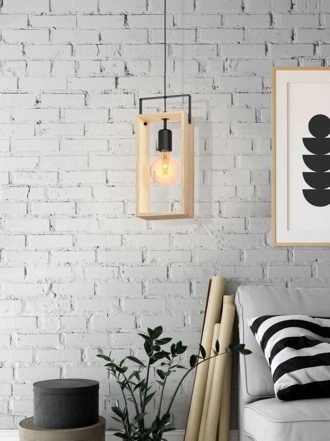 Eglo Famborough Hanglamp E27 16 cm Zwart Natuur