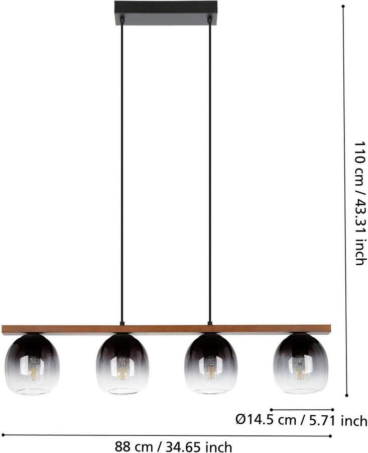 EGLO Â FilagoÂ HanglampÂ -Â E27Â -Â 88Â cmÂ -Â Zwart Bruin Leen Bakker - Foto 3