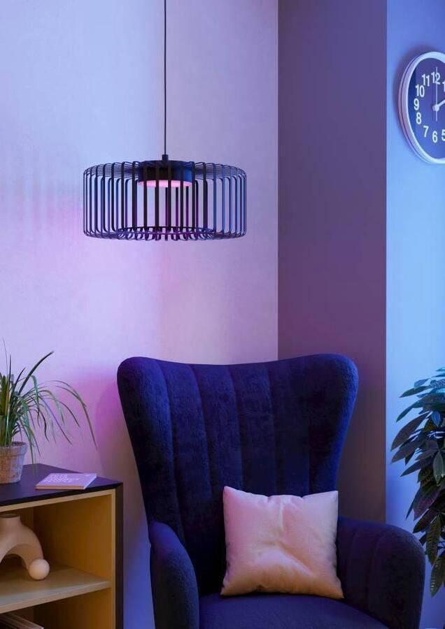 EGLO Hanglamp GINESTRONE-Z hanglamp zwart ZigBee 3.0 timer pendellamp App spraakbesturing Alexa ‎110x45x45cm excl. afstandsbediening (1 stuk) - Foto 6