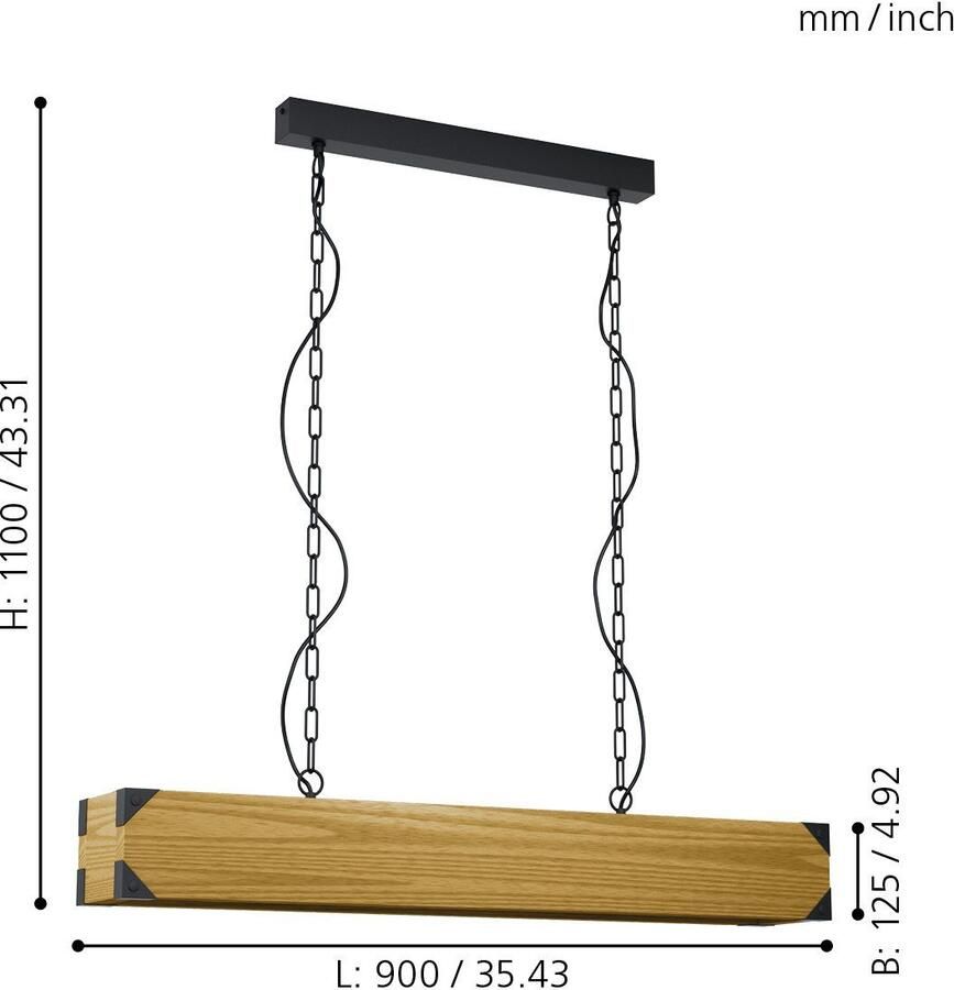 EGLO  Harborough Hanglamp - 4 lichts - E27 - Zwart