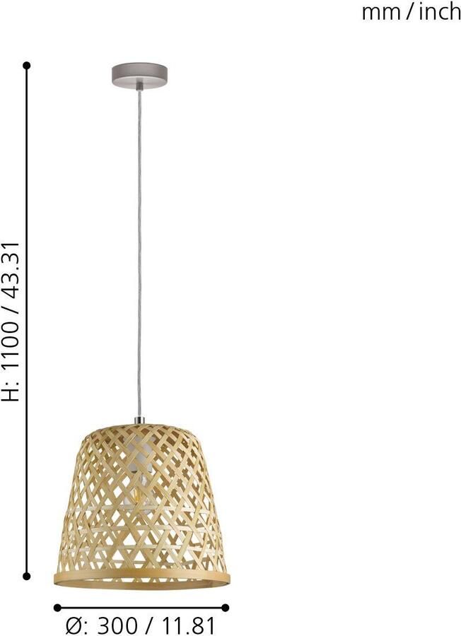 Eglo Kirkcolm Hanglamp 1 lichts Ø30 cm E27 Nikkel Mat