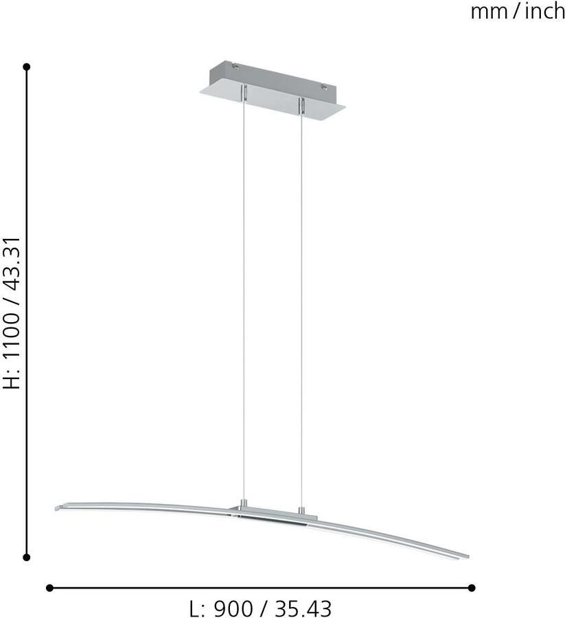EGLO Hanglamp LASANA Hanglamp aluminium staal en kunststof IP20 woonkamerlamp