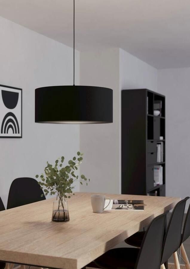 EGLO Hanglamp MASERLO 1 Hanglamp staal textiel E27 IP20 eettafellamp lamp (1 stuk) - Foto 3