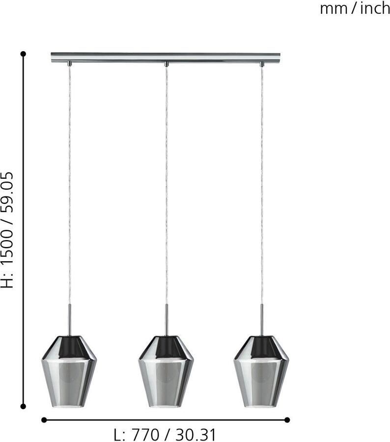 EGLO  Murmillo Hanglamp - E27 - 77 cm - Chroom Zwart