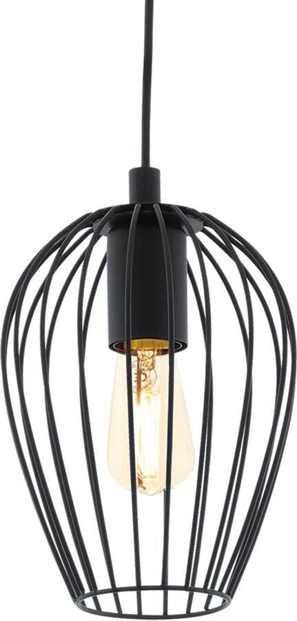 EGLO Hanglamp NEWTOWN hanglamp zwart staal E27 pendellamp 1-vlamig Hanglamp eenvoudig vintage retro woonkamer eetkamer 110x16cm - Foto 3