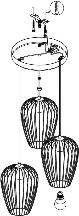 EGLO Hanglamp NEWTOWN hanglamp zwart staal E27 pendellamp rond Hanglamp eenvoudig vintage retro woonkamer eetkamer 130x38cm - Foto 6