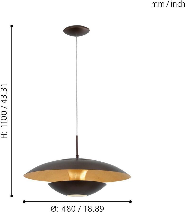 EGLO  Nuvano Hanglamp - 1 Lichts - E27 - Ø480mm. - Bruin Goud