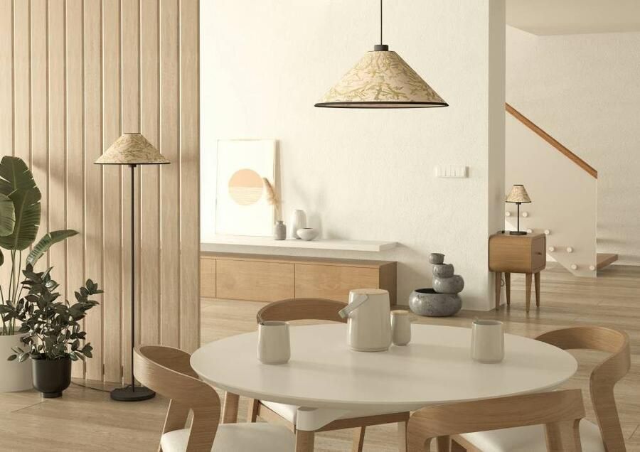 EGLO Tafellamp OXPARK Nachttafellamp Japandi-ontwerp tafellamp textiel bamboebladeren (1 stuk)