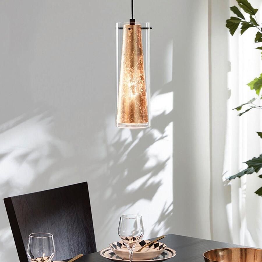 EGLO Hanglamp PINTO GOLD Hanglamp staal glas IP20 E27 eettafellamp lamp