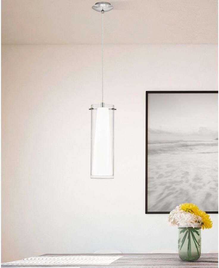 EGLO Hanglamp PINTO Hanglamp E27 IP20 staal en glas eettafellamp lamp
