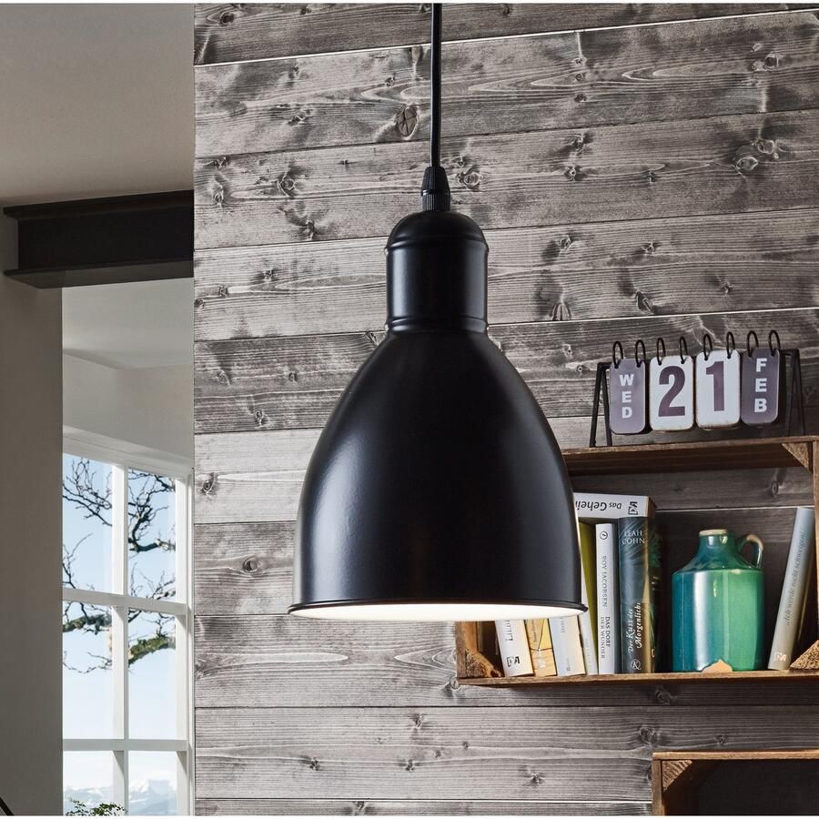 EGLO Hanglamp PRIDDY hanglamp pendellamp staal zwart E27 industrieel Woonkamerlamp eettafellamp 1 lamps retro vintage 110x15 5cm