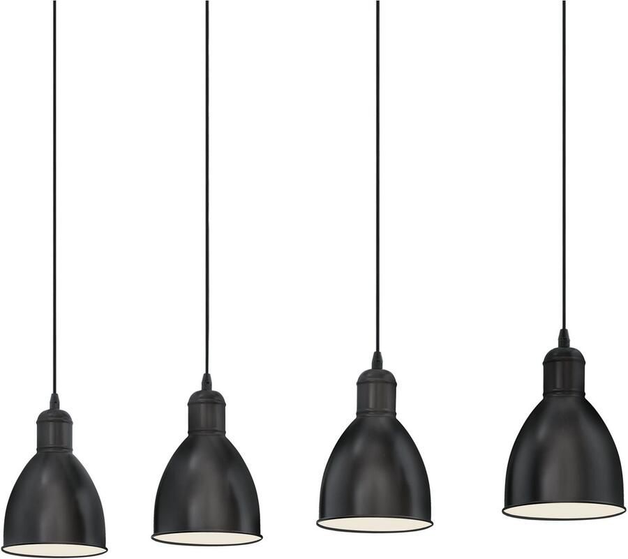 EGLO Hanglamp PRIDDY hanglamp pendellamp staal zwart E27 industrieel Woonkamerlamp eettafellamp 4 lamps vintage 110x97 5x15 5cm - Foto 3