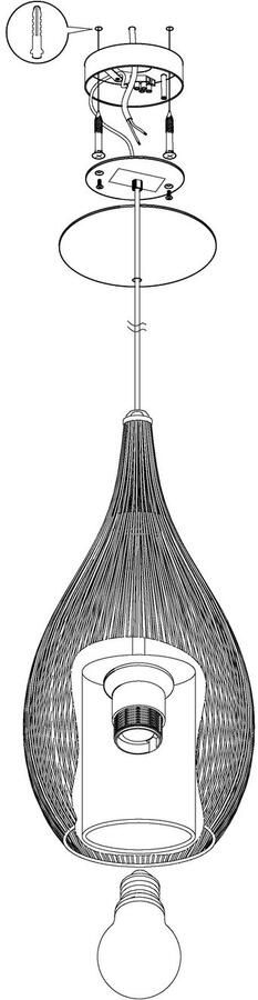 EGLO Hanglamp RAZONI Hanglamp H130 x Ø19 cm Vintage Industrieel 1X60W excl. (1 stuk)