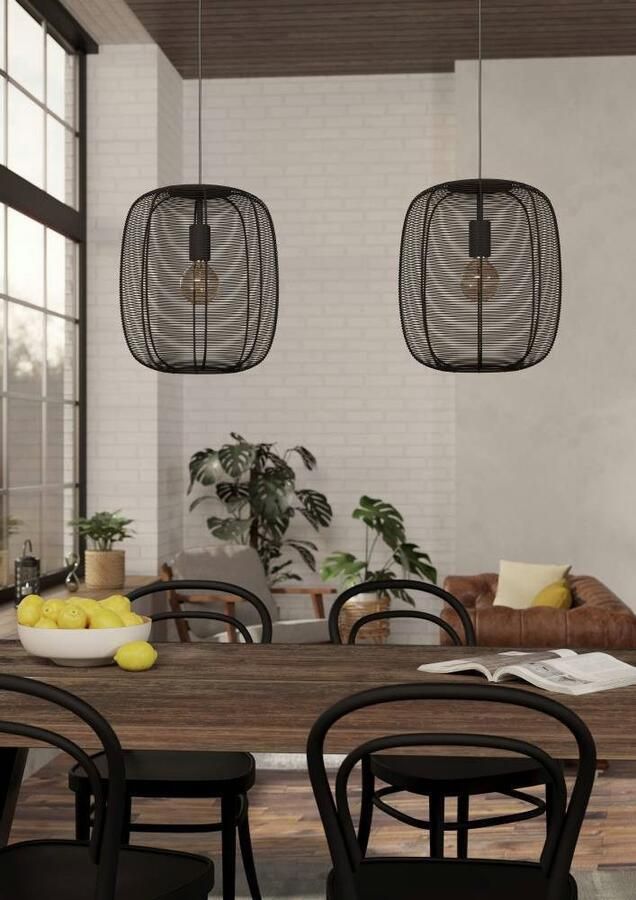 EGLO Hanglamp RINROE Hanglamp staal E27 IP20 vintage woonkamerlamp lamp (1 stuk) - Foto 2