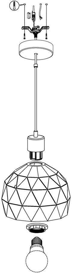 EGLO Hanglamp ROCCAFORTE Hanglamp eetkamer hal H110 x Ø17 cm 1X40W excl. (1 stuk)
