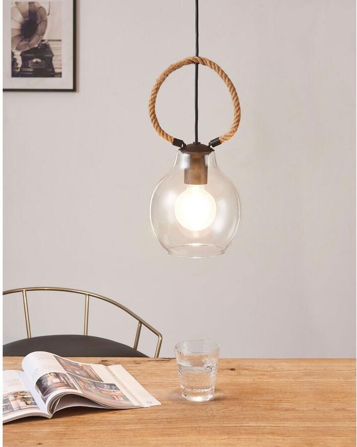 EGLO Hanglamp RODING Hanglamp in zwart en bruin van staal hout excl. E27 40W (1 stuk)