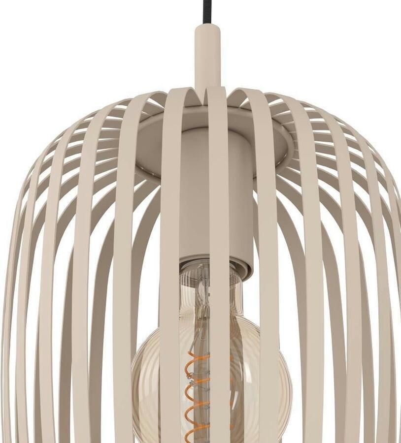 EGLO Hanglamp ROMAZZINA hanglamp eettafellamp zandkleurig metaal E27 Hanglamp woonkamer modern ballonvormige lampenkap 110x46cm (1 stuk) - Foto 3